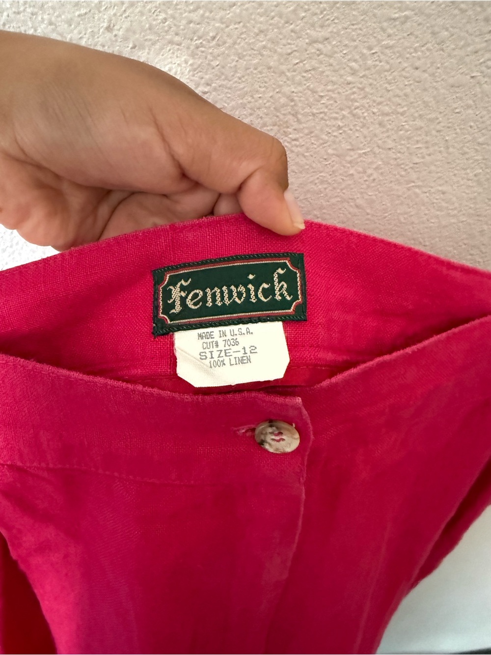 Fenwick vintage Bright Pink Linen Shorts Size S